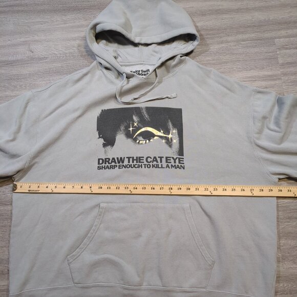 Taylor Swift Midnights Hoodie Sweatshirt Draw the Cat Eye Gray Adult 2XL XXL - Picture 5 of 8